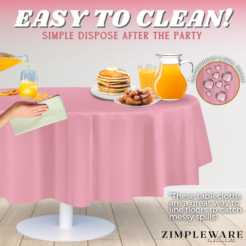 ZIMPLEWARE Premium Pink Plastic Table Cloth Disposable (12 Pack) Round Tablecloth (84in) Party Table Cloths Disposable, Perfect Table Cloth Round Cover for Any Table Up to 6 Feet - Image 5